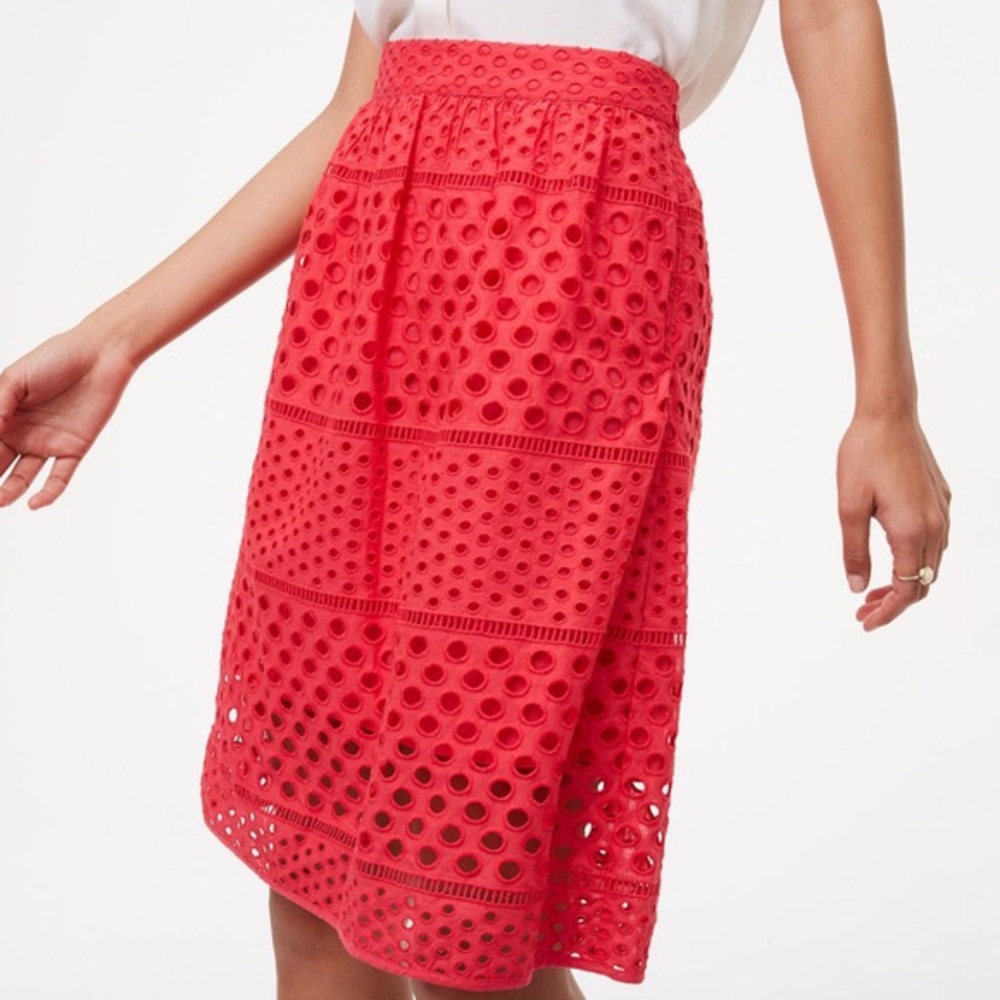 LOFT Coral Eyelet Skirt